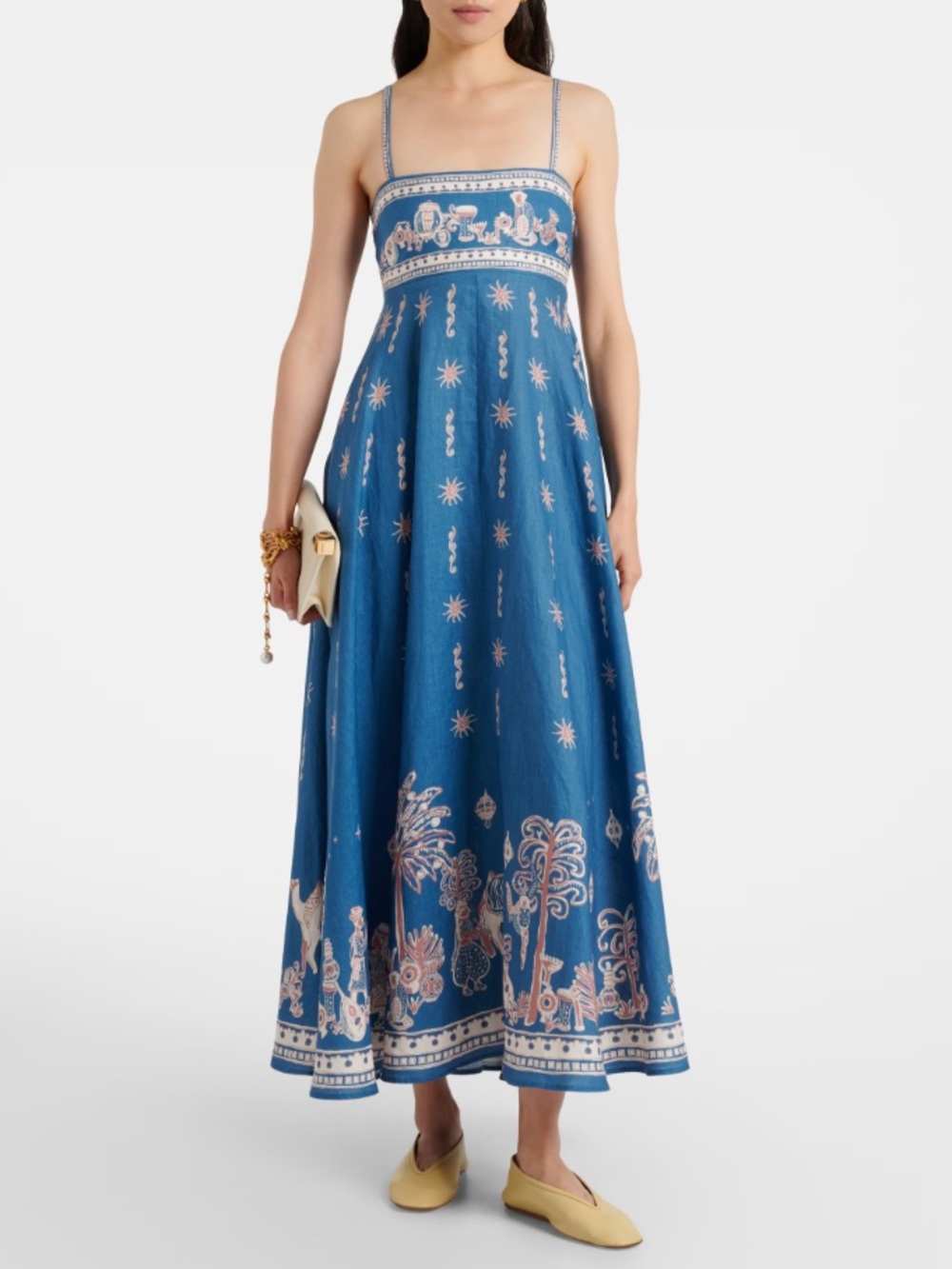 Alemais Acacia printed linen midi dress